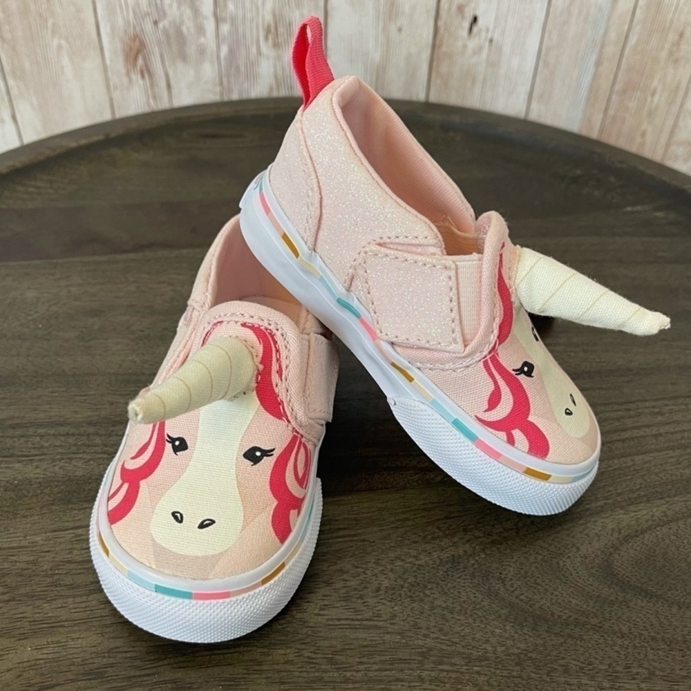 Vans Asher V Slip-On Pink Unicorn Sneaker Size 4.5 Toddler